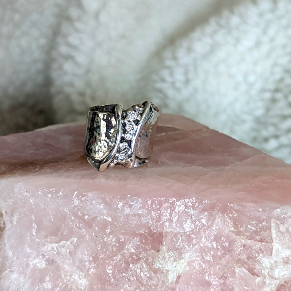 Silpada Hammered Sterling Silver with 6 CZ stones!